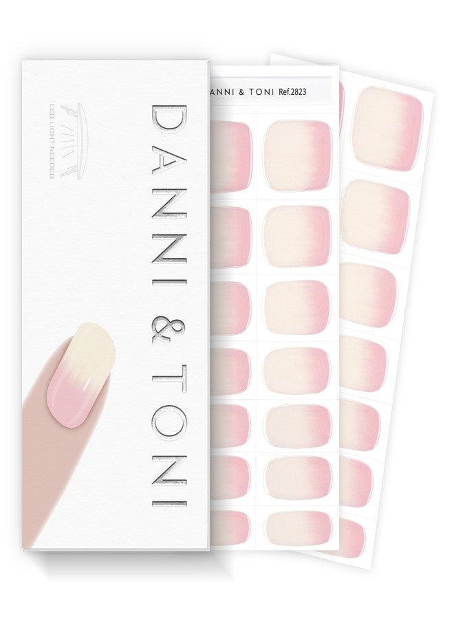 DANNI & TONI Semi Cured Gel Nail Strips Pink-to-White Ombre Gel Nail Wraps 28 Stickers | Baby Ombre - Image 1